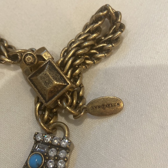 Ann Taylor Faux Turquoise Half Moon Statement Necklace - Picture 5 of 11